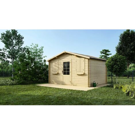 Altanka – Abri de jardin bois 12m² – Dimensions 4x3m – Épaisseur 28mm – Toit à deux pentes – 2 fenêtres ouvrables en plexi (1/5)