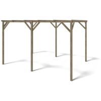 Altanka – Carport en bois traité 3x4 m – Surface 12 m² – Hauteur faîtage 2.44 m – Protection contre intempéries et insectes