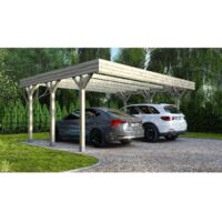 Altanka – Carport en bois autoportant 6,06x5,03 m – Surface 30,48 m² – Hauteur de passage 2,36 m – Toit plat traité autoclave