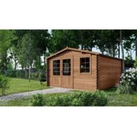 Altanka – Abri de jardin en bois traité 20m² – Dimensions 5x4m – Épaisseur 45mm – Double porte vitrée – Imprégnation anti-moisissures