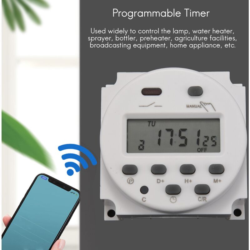 12V 16A Prise Programmateur Digital Ã€ 16 Programmes Horloge Programmable  Minuteur Prise Electrique Avec Lcd Affichage NumÃ©rique Antivol Avec  BoÃ®tier Ã‰tanche/Ensemble De Borniers De Connexion