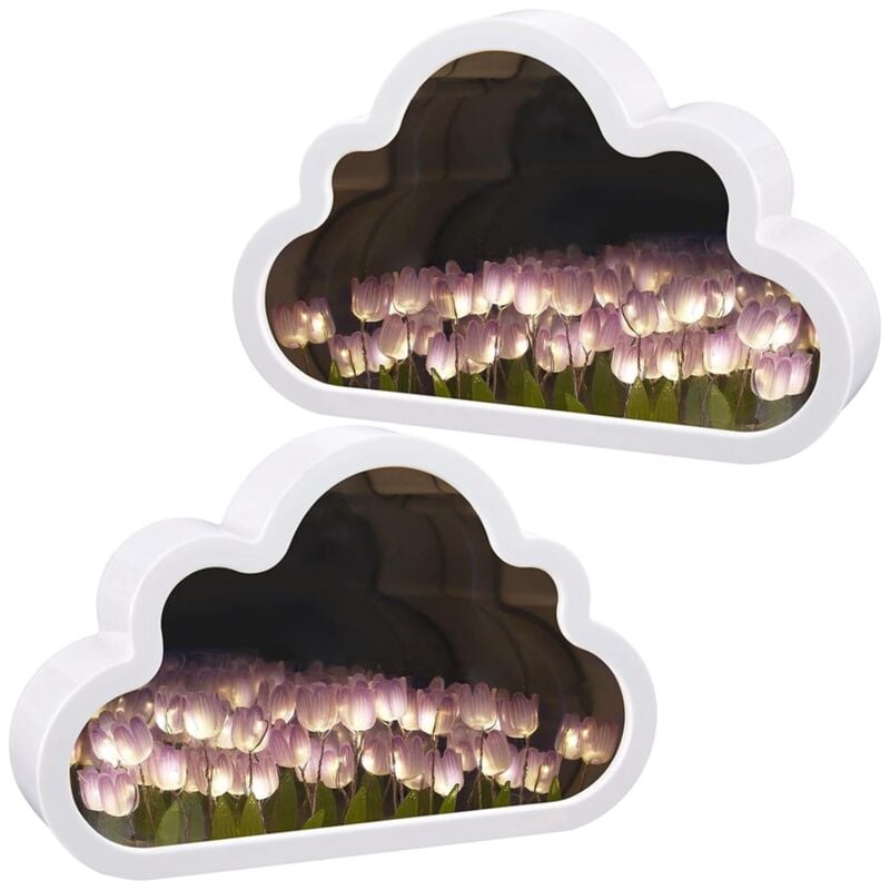 Tumotsit Veilleuse Miroir Tulipe Nuage - Lampe miroir nuage | table tulipe  LED faite à la main, ornements bureau chevet salon pour la décoration la