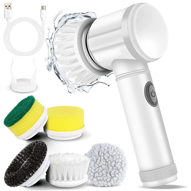 Brosse de douche 2 en 1 avec long manche réglable, brosse de nettoyage pour  carrelage de salle de bain avec poils rigides remplaçables et éponge pour  douche, sol, baignoire (blanc) : 