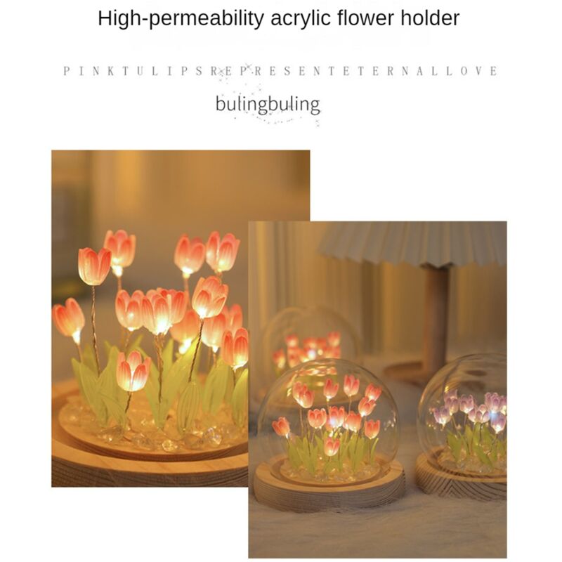 Cadeau d'anniversaire pour petite amie bricolage fait à la main tulipe  veilleuse miroir de décoration de table miroir