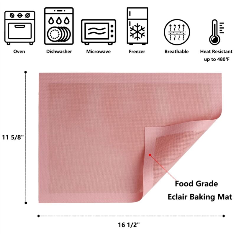 Feuille de cuisson réutilisable en fibre de verre silicone rose