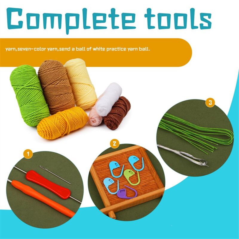 Kits de crochet pour débutants Kits d'accessoires Kits de crochet de  bricolage Kits mignons avec des boules de laine, des crochets, des  marqueurs de point