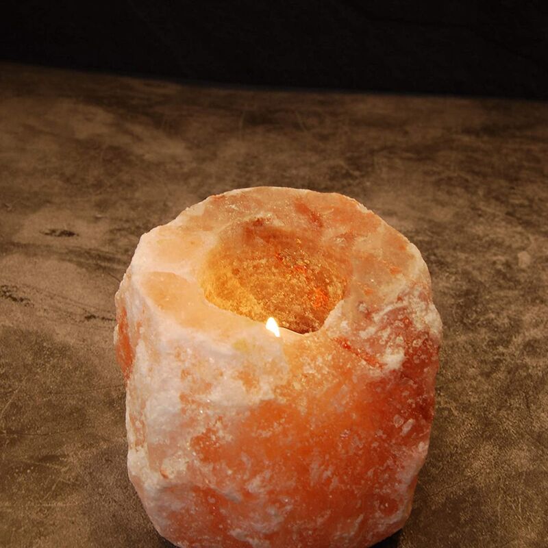 Lampe de table - Sel de l'Himalaya - Hauteur 19CM - Orange