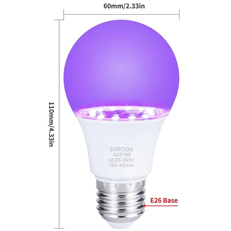 Ampoule lumière noire effet ultraviolets 11W E14 à économie