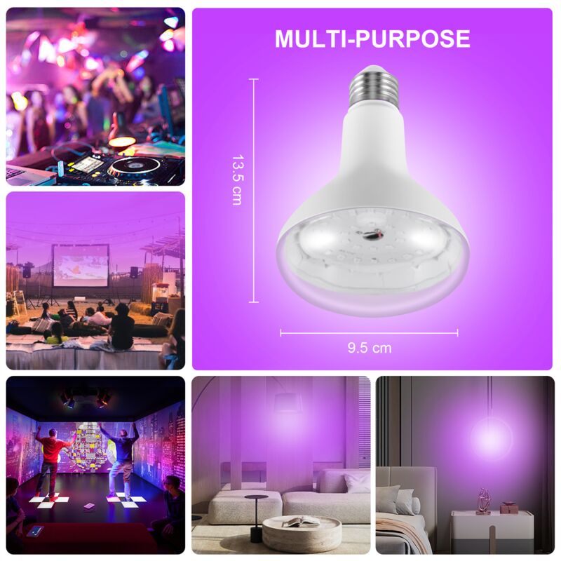 Ampoule UV noire violette E26, base de lampe UV 15W, lampes à