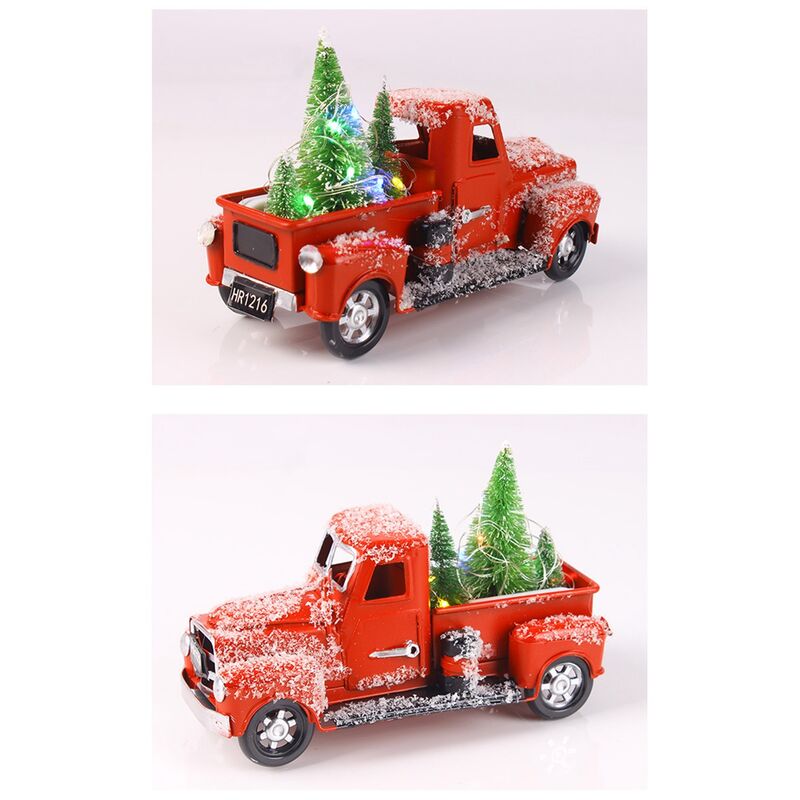 6,7 Pouces Camion Rouge Vintage DéCoration de NoëL ModèLe de