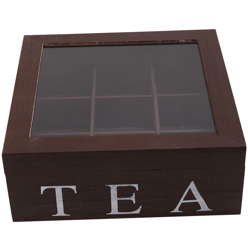 Relaxdays Boîte à thé, effet bois, 7 compartiments rangement
