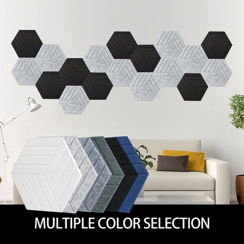Lot de 12 panneaux acoustiques hexagonaux, panneaux d
