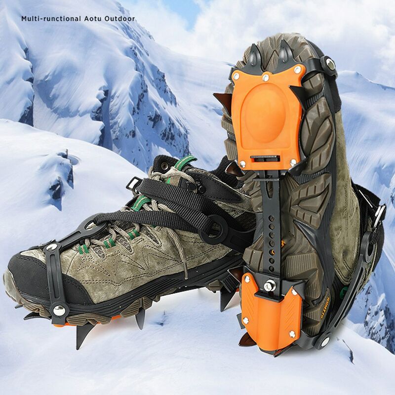 Pointes de chaussures avec 19 dents en acier inoxydable Pointes de chaîne à  neige antidérapantes Pour la marche hivernale Randonnée Alpinisme