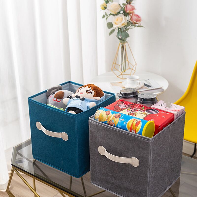 Meuble enfant avec 6 boites tissu inclus rangement jouet - Ciel