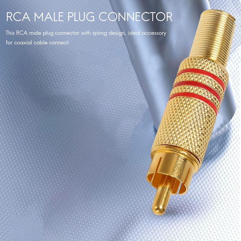 Adaptateur or ton male RCA Plug Audio connecteur ressort en metal 10pcs
