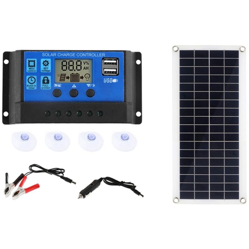 Pack panneau solaire 20w batterie rechargeable convertisseur tension 150w  12v 220v 12 220