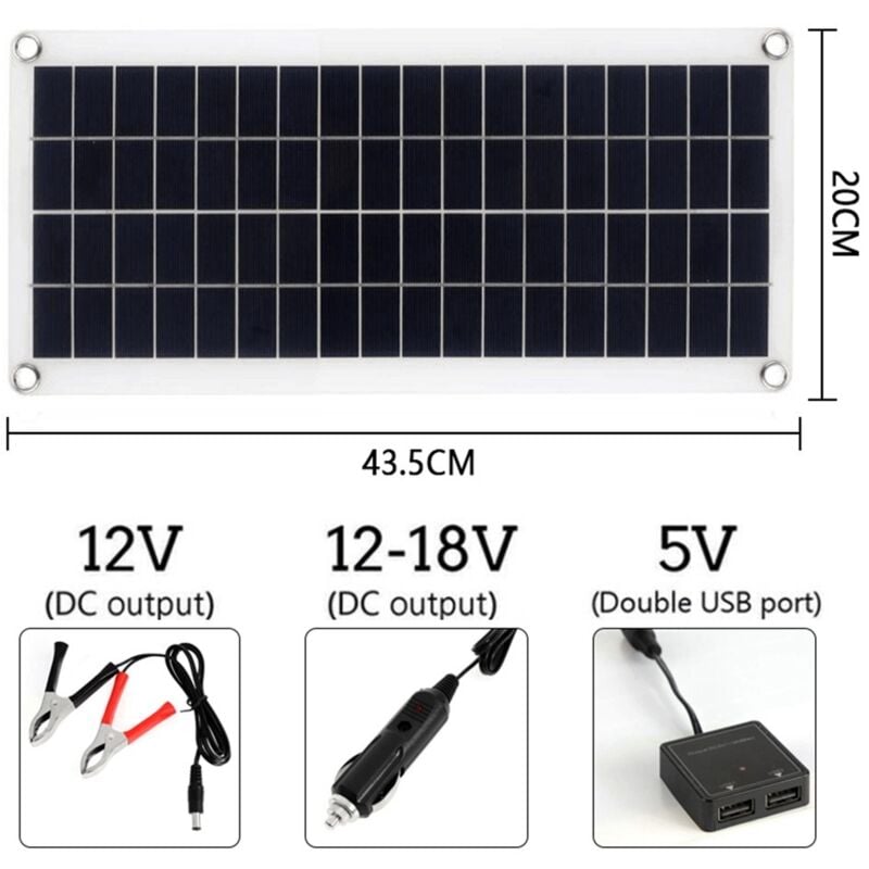 Pack panneau solaire 20w batterie rechargeable convertisseur tension 150w  12v 220v 12 220