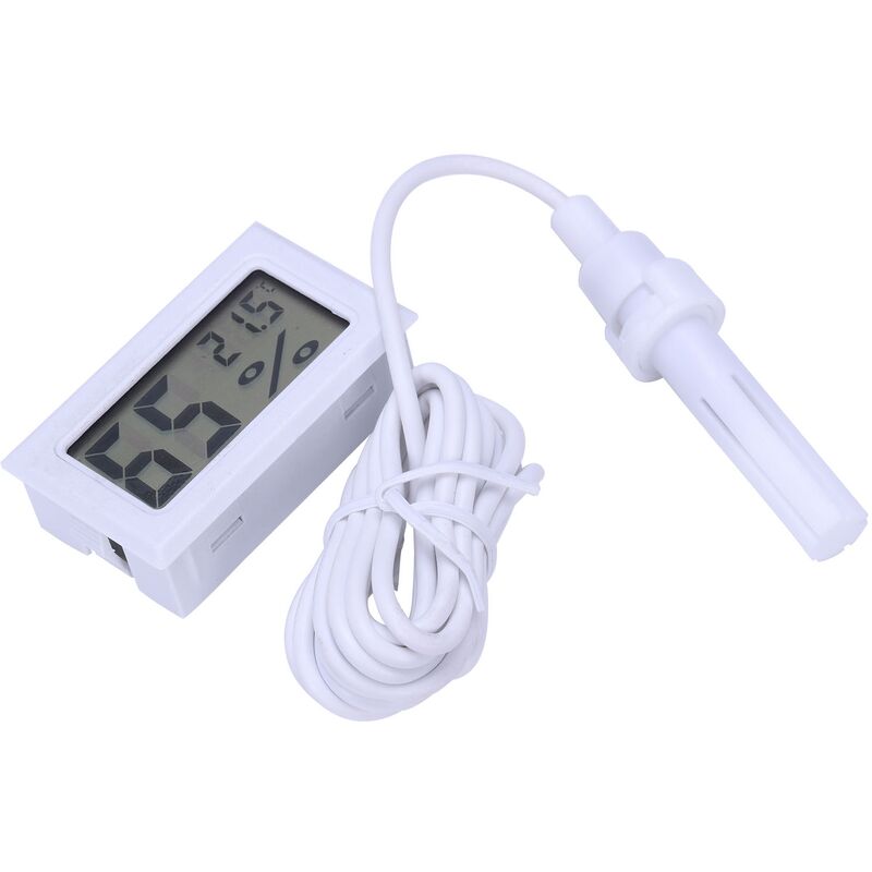 FY-12 Mini thermomètre numérique LCD hygromètre - Blanc réfrigérateur  congélateur testeur température humidité mètre avec fil de 1,5 mètre (avec  batterie)