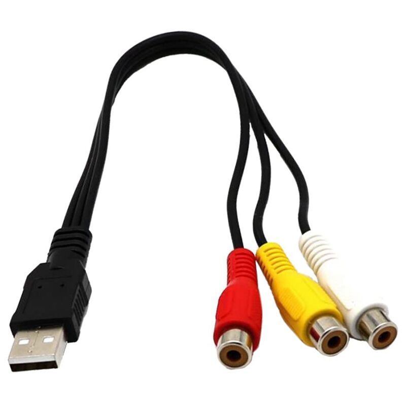 couleur 25cm usb mâle Adaptateur USB mâle vers 3 RCA femelle, câble  convertisseur Audio et vidéo AV/V, câble USB vers RCA pour HDTV, cordon de  télévision, 1 pièce