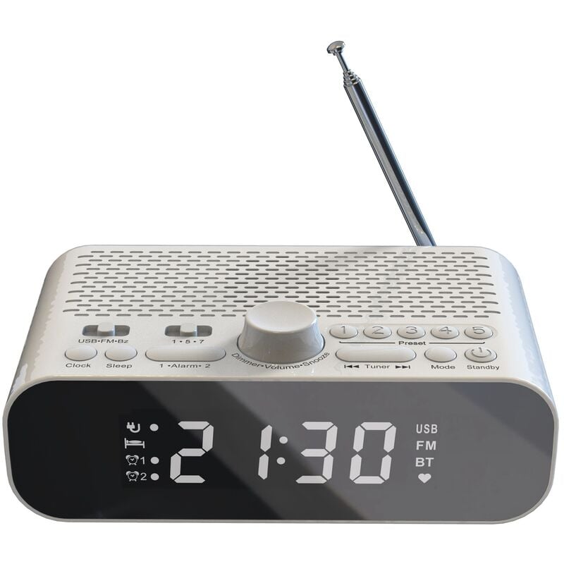 Radio réveil Bluetooth Haut-parleur FM avec thermomètre et fonction  d'appels mains libres
