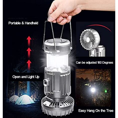 Lanterne de Camping à LED extérieure Portable avec Ventilateur