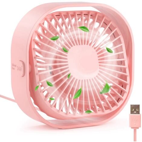 Ventilateur USB petit ventilateur de bureau, ventilateur de bureau  silencieux portable à 3 vitesses, ventilateur personnel rotatif à 360 ° de  4 pouces (rose)-BISBISOUS