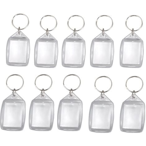 Lot de 10 porte-clés porte-carte transparent avec oreille 90 x 55 mm