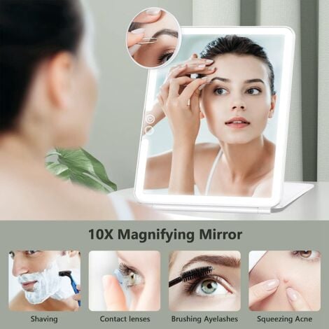 Miroir de Maquillage de Voyage avec Miroir Grossissant 10X, Miroir