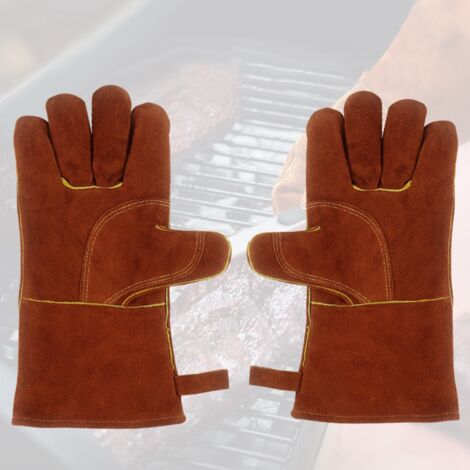 Gants de soudage en cuir pour barbecue, chaleur, degré de feu