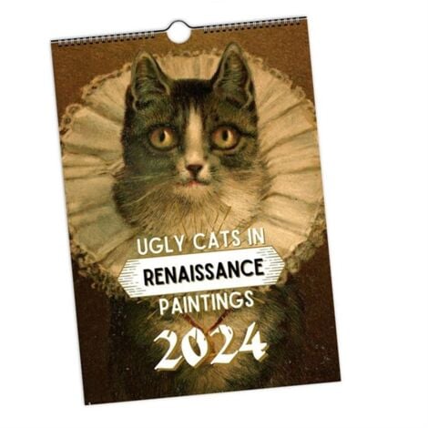 Calendrier Mural Chat 2024,2024 Calendrier DrôLe Chat Renaissance,  Calendrier Mural Suspendu, Calendriers Chat 12 Mois