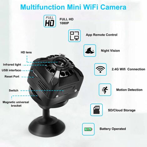 Mini Wifi Caméra de Sécurité Téléphone Application Caméra de Surveillance  Intérieure Avec Audio et Vidéo Infrarouge Vision Nocturne Visualisation à  Distance Pour la Sécurité