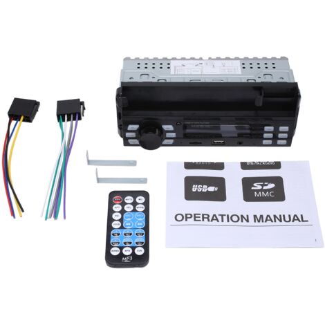 Autoradio 1 Din Bluetooth 5.0 SIXTOP Avec Support Téléphone - Radio FM, MP5, Éclairage 7 Couleurs, Commande Volant, USB/TF/Aux - 12