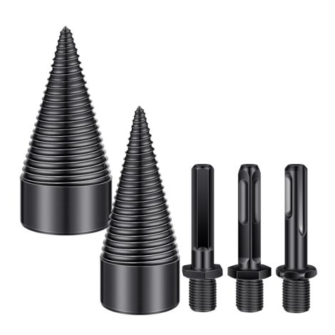 Kit Fendeur De Bois - 4 Pièces - Foret Conique Spiralé - Pour Perceuse - Fendage Bois De Chauffage