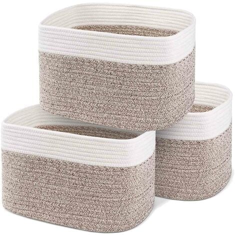 Paniers de Rangement en Corde Tissée Ensemble de 3 Paniers Blanc