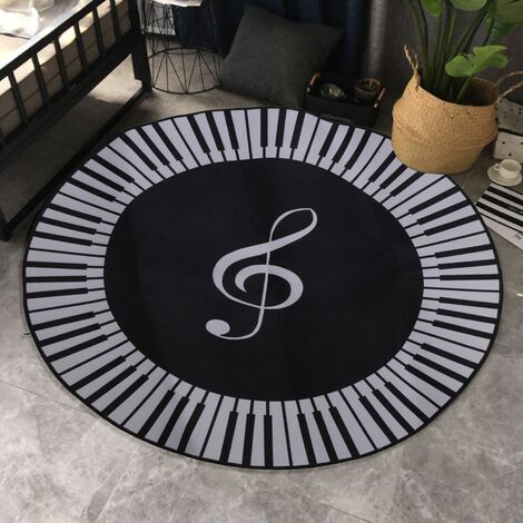 Tapis Musique Symbole Piano Touches Noir Blanc Tapis Rond Tapis