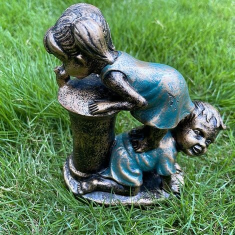 Statue de jardin Sculpture en résine pour enfant avec lucioles