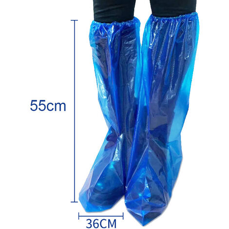 Couvre-chaussures en plastique étanche et jetable, protection Anti-glissant  pour l'extérieur, protection bleue pour chaussures de nettoyage jetables