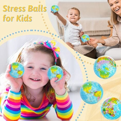 Balle Anti Stress Globe, 12 Boule Anti Stress Enfant, Balles Anti