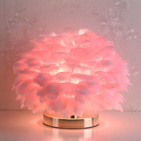 Bricolage créatif plume lampe de table lumière blanche chaude arbre plume  abat-jour fille led lampe de décoration de mariage rose blanc anniversaire