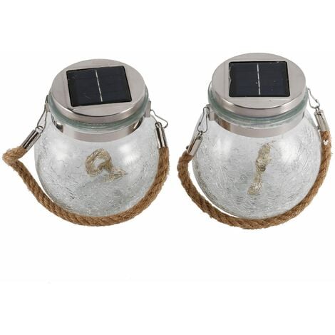 2x énergie solaire de pot suspendu à LED unique, Blanc chaud, 2 pièces, Lanterne