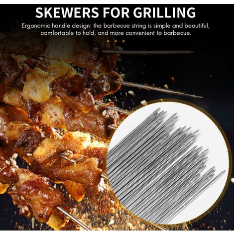 15 Pièces Brochettes De Barbecue En Acier Inoxydable, Brochettes