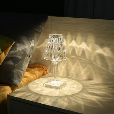 3 Couleurs Lampe de Table Cristal LED Barre Lampe de Table Capteur Tactile  Rechargeable Gradation Lampes