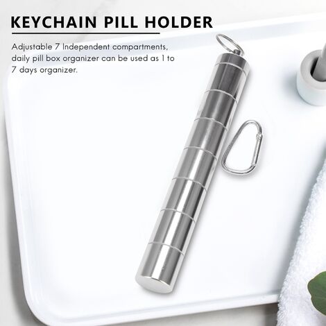 Porte-pilule portable étanche en métal, boîte à capsules, porte-clés, mini  étui à pilules en