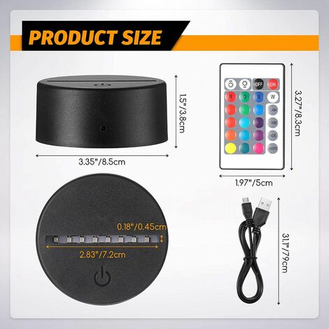Base Lumineuse LED à Changement De Couleur - Support Pour Bijoux, Figurines | 7 Modes | USB