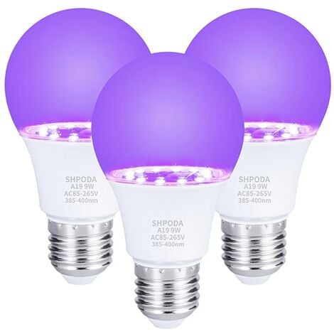 3 PièCes 10W Ultraviolet UV Ampoule DéTection Fluorescente Lampe UV Noir  LumièRe Bleu Lampe E26 110V