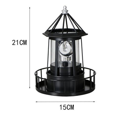 Lampe de jardin solaire à led rotative phare de jardin