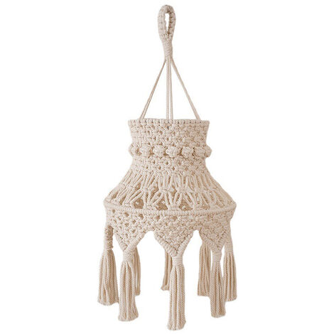 Abat-Jour Suspendu Macramé Bohème - Décoration Lumineuse Pour Chambre Et Salon | Luminaire Pendentif 80x30cm