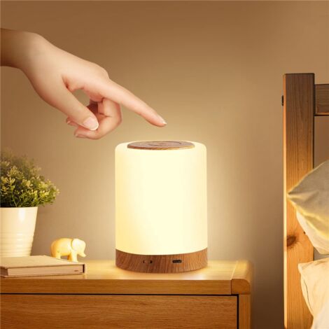 Veilleuse portable à intensité variable avec minuterie, lumière blanche  chaude 3000 K, lampes pour chevet de chambre à coucher (grain de bois)