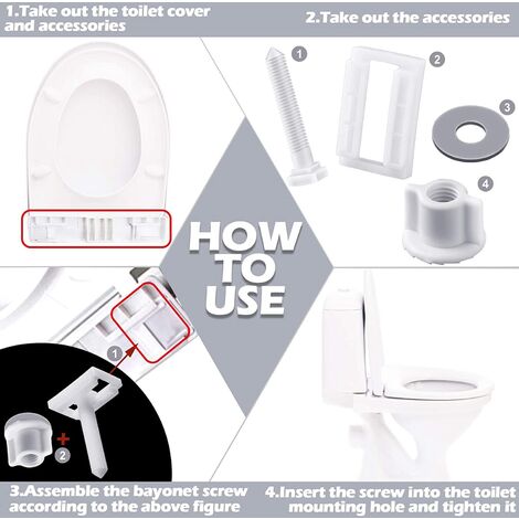 Acheter PDTO 2 pièces charnière de siège de toilette remplacement boulon en  plastique rondelles à vis Kit de réparation de fixation