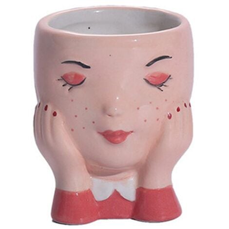 Pot de fleur de visage créatif en céramique Pot de tête de pot de fleurs